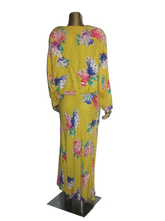 VTG Norma Walters 3PC Yellow Multicolor Floral Pr… - image 4