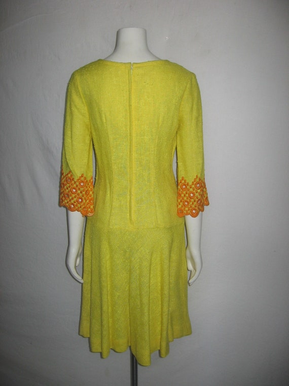 Vintage Sakowitz Houston Yellow Orange Embroidere… - image 6