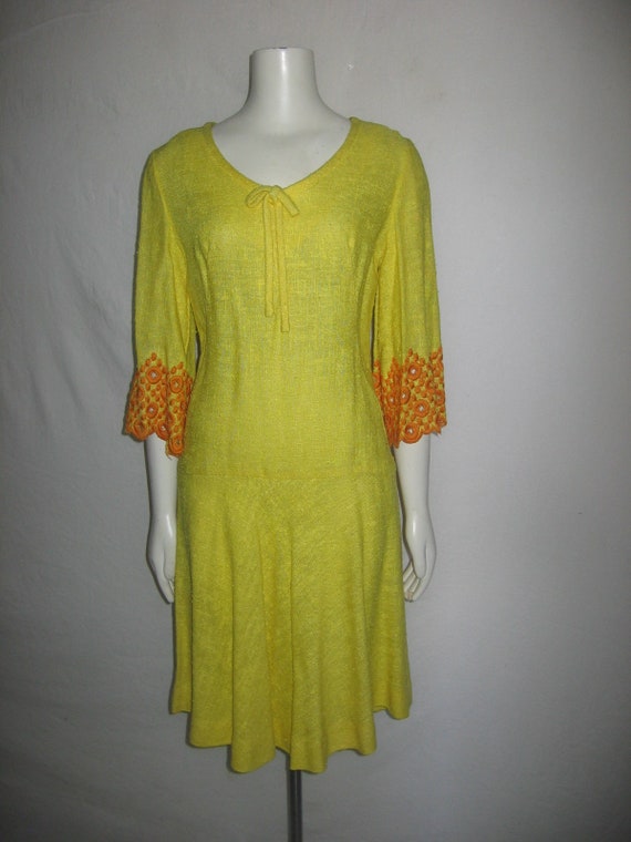 Vintage Sakowitz Houston Yellow Orange Embroidere… - image 2