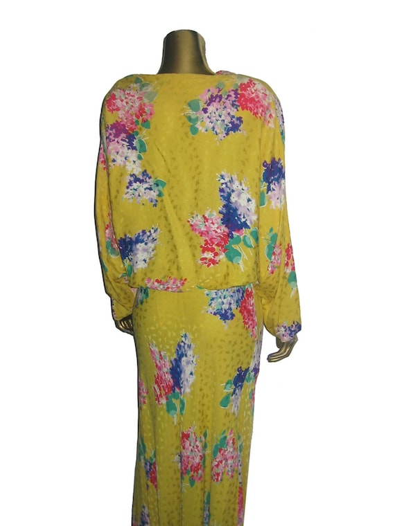 VTG Norma Walters 3PC Yellow Multicolor Floral Pr… - image 5