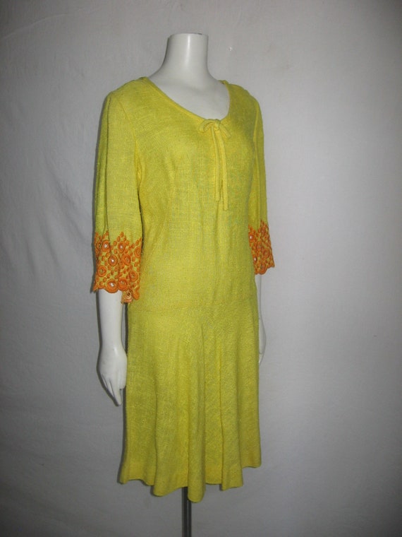 Vintage Sakowitz Houston Yellow Orange Embroidere… - image 4