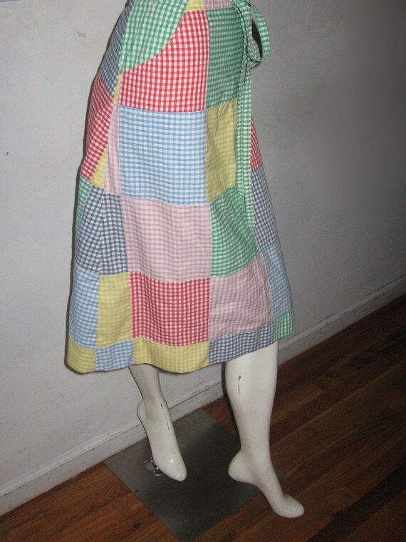 VTG Multicolor Patchwork Color Block Gingham Chec… - image 5