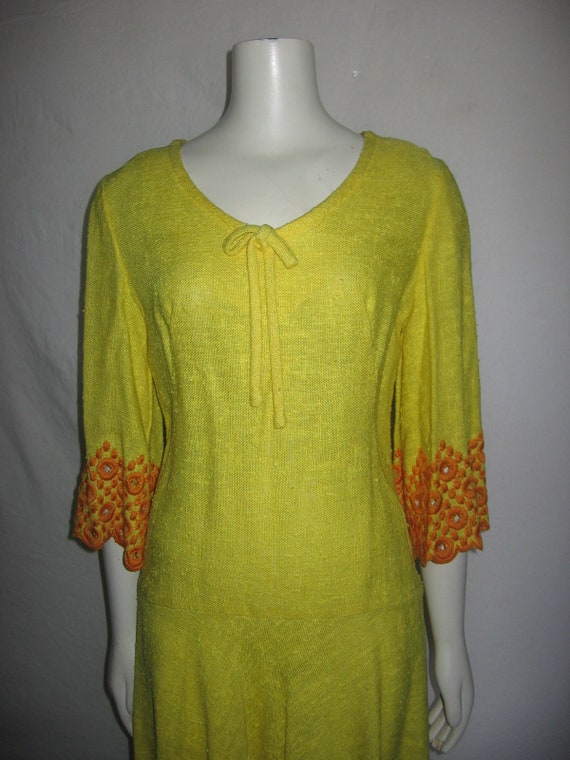 Vintage Sakowitz Houston Yellow Orange Embroidere… - image 3