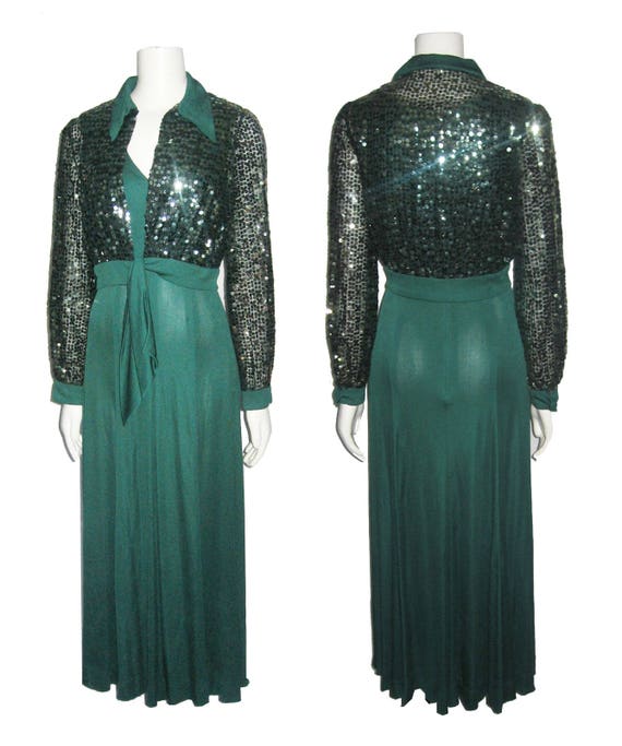 VTG Richilene Elizabeth Arden Green Sequins Tie Wa