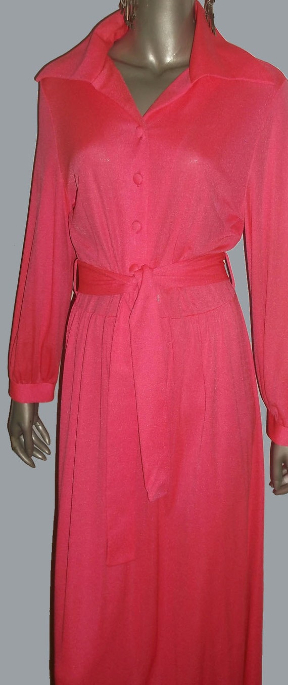 Vintage Gossard Neon Hot Pink Buttoned Front Long… - image 3