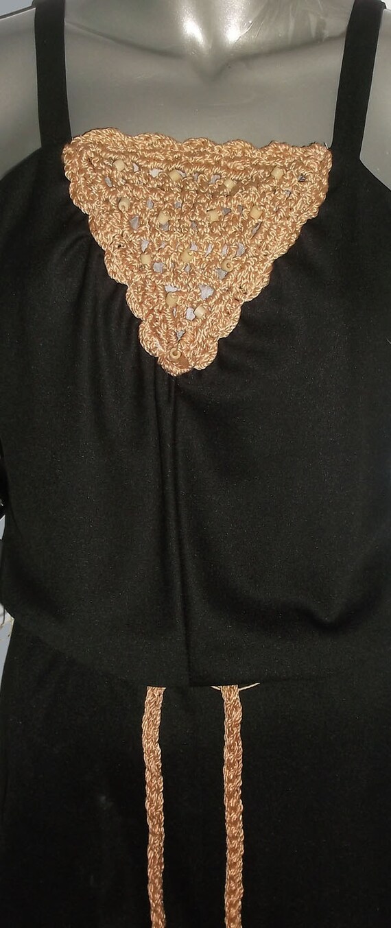 Vintage Brown Beige Crochet Beads Embellished Str… - image 4