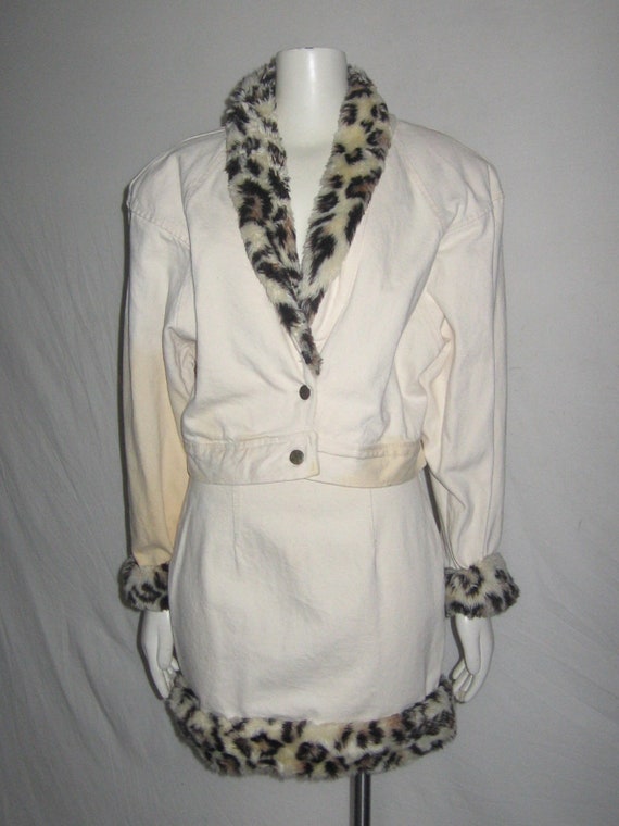 VTG Rare Contempo Casuals Paris Blue Cream Cotton… - image 2