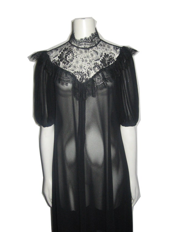 Vintage Alfred Nipon Black Ruffle Lace Bib Detail… - image 3