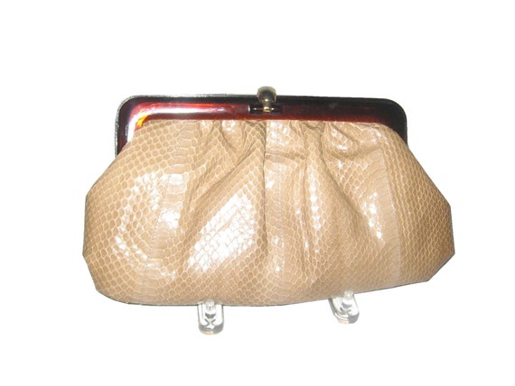 Vintage Snakeskin Amber Plastic Frame Disco Envel… - image 1