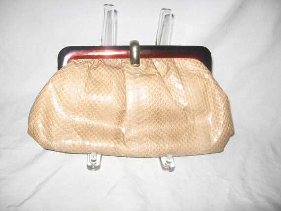 Vintage Snakeskin Amber Plastic Frame Disco Envel… - image 3