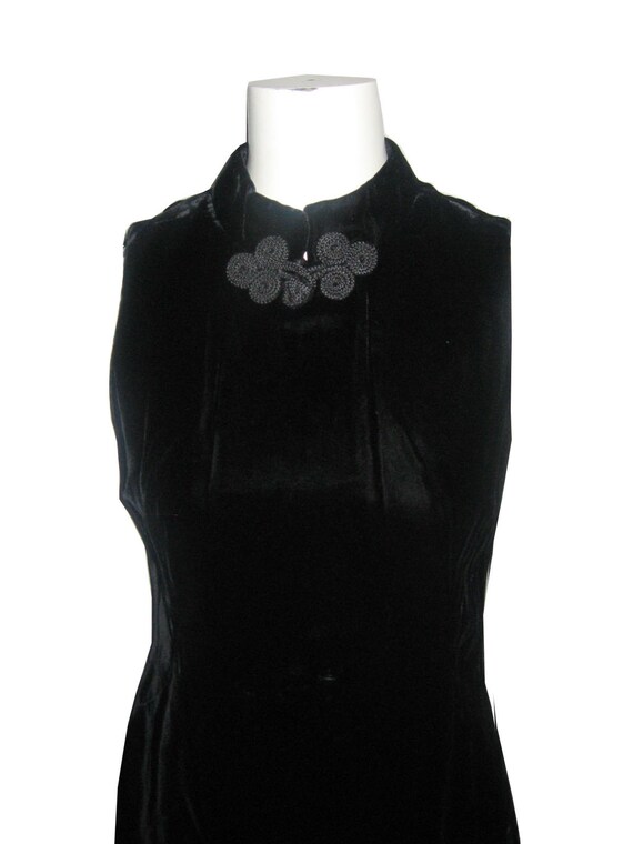 Vintage Black Mandarin Collar Sleeveless Short Mi… - image 3