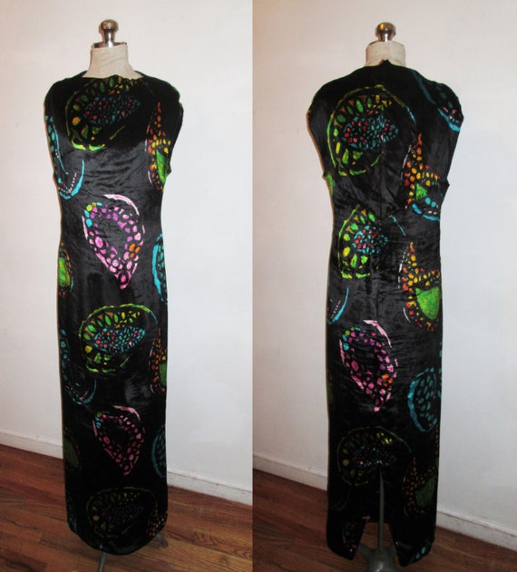 Vintage Stunning Black Multicolor Paint Print Dol… - image 3