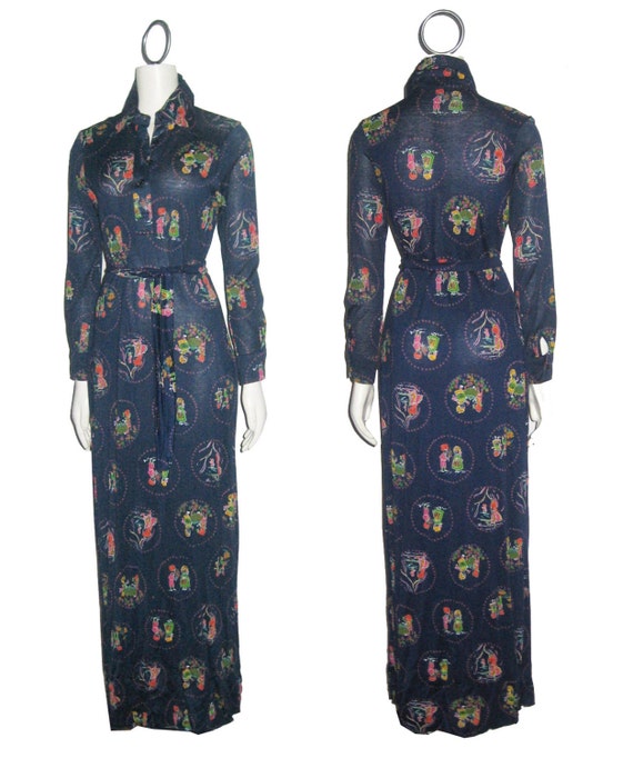 Vintage Stunning Roncelli Blue Multi-Color Printed
