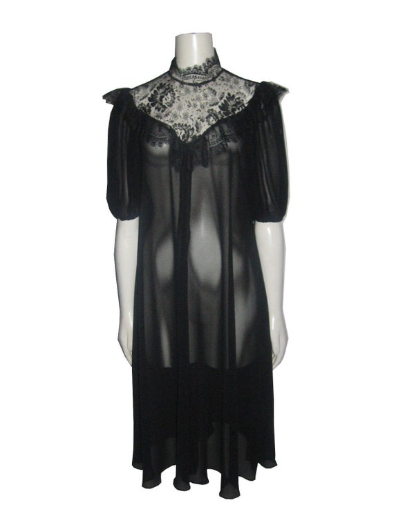 Vintage Alfred Nipon Black Ruffle Lace Bib Detail Sheer Smock Dress - Etsy Vintage Alfred Nipon Black Ruffle Lace Bib Detail Sheer Smock Dress - Etsy