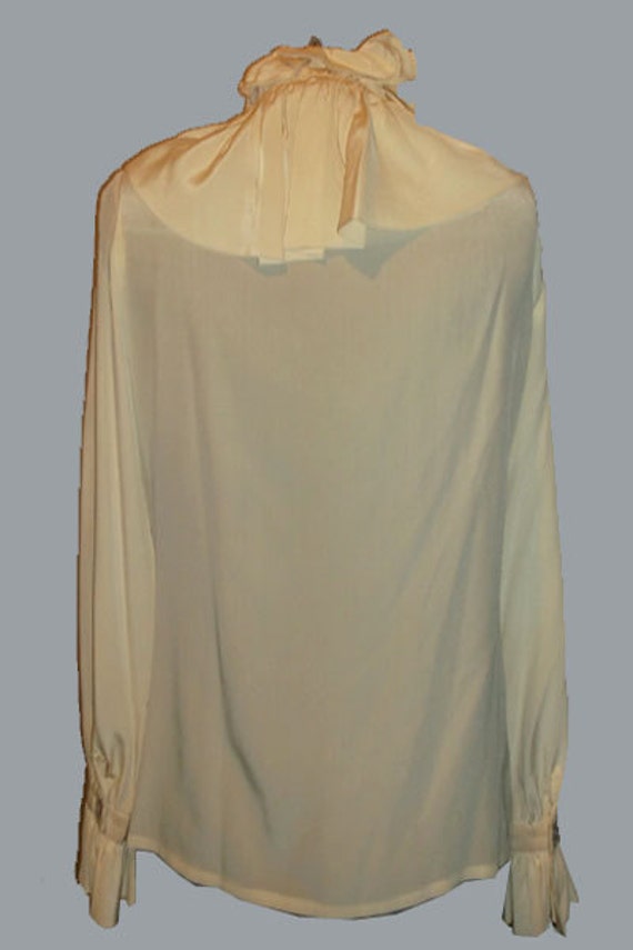 Vintage Rare Cream Ruffled Flounce Ascot Tie Neck… - image 4