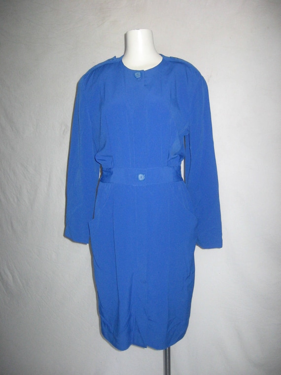 Vintage MS Chaus Royal Blue Buttoned Buttoned Fron