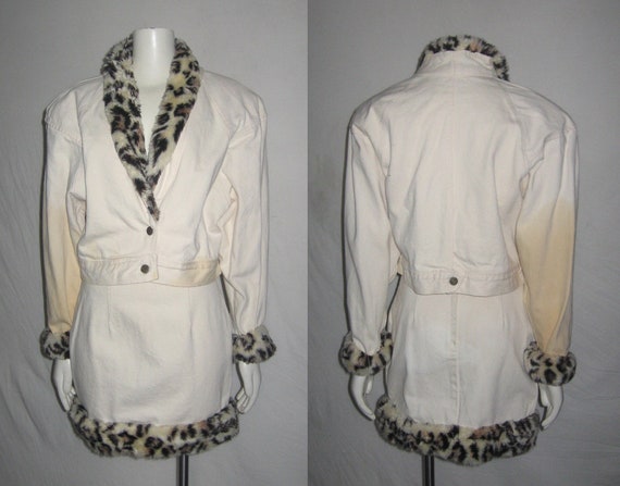 VTG Rare Contempo Casuals Paris Blue Cream Cotton… - image 1