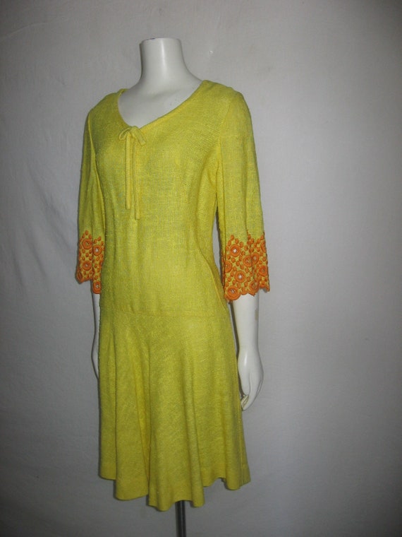 Vintage Sakowitz Houston Yellow Orange Embroidere… - image 5