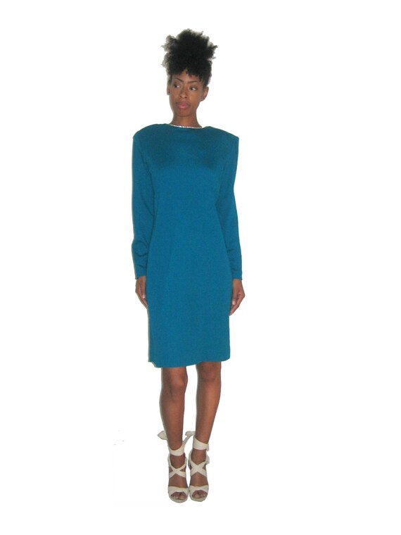 Vintage NWT ET AL Turquoise Rhinestone Deep V-Bac… - image 2