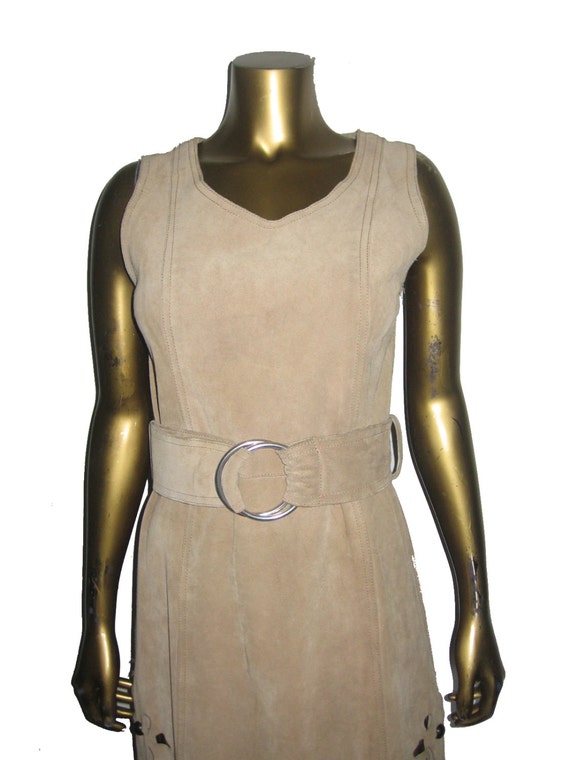 Vintage Biege Sleeveless Scoop Neck Eyelet Cut-ou… - image 3