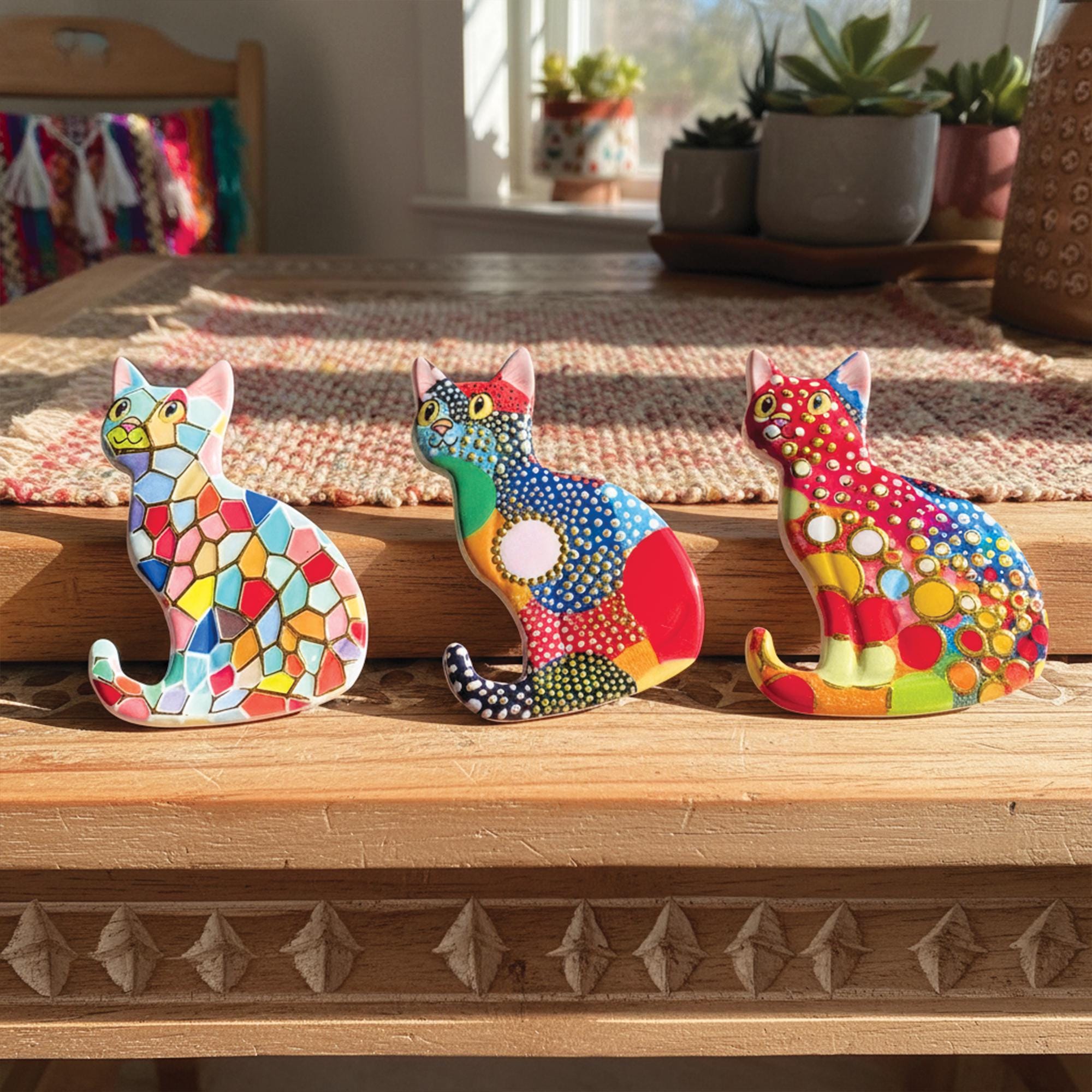Handmade Colorful Cat Fridge Magnet – Embossed Kitten Refrigerator ...