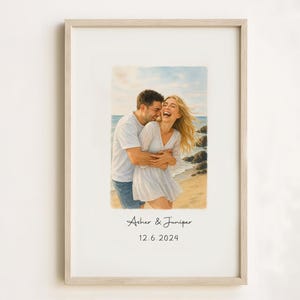 Custom Hand-Drawn Watercolor Portrait, Couple Gift, Custom Portrait, Anniversary Gift, Gift for Her, Boyfriend Gift, Couple Proposal Drawing