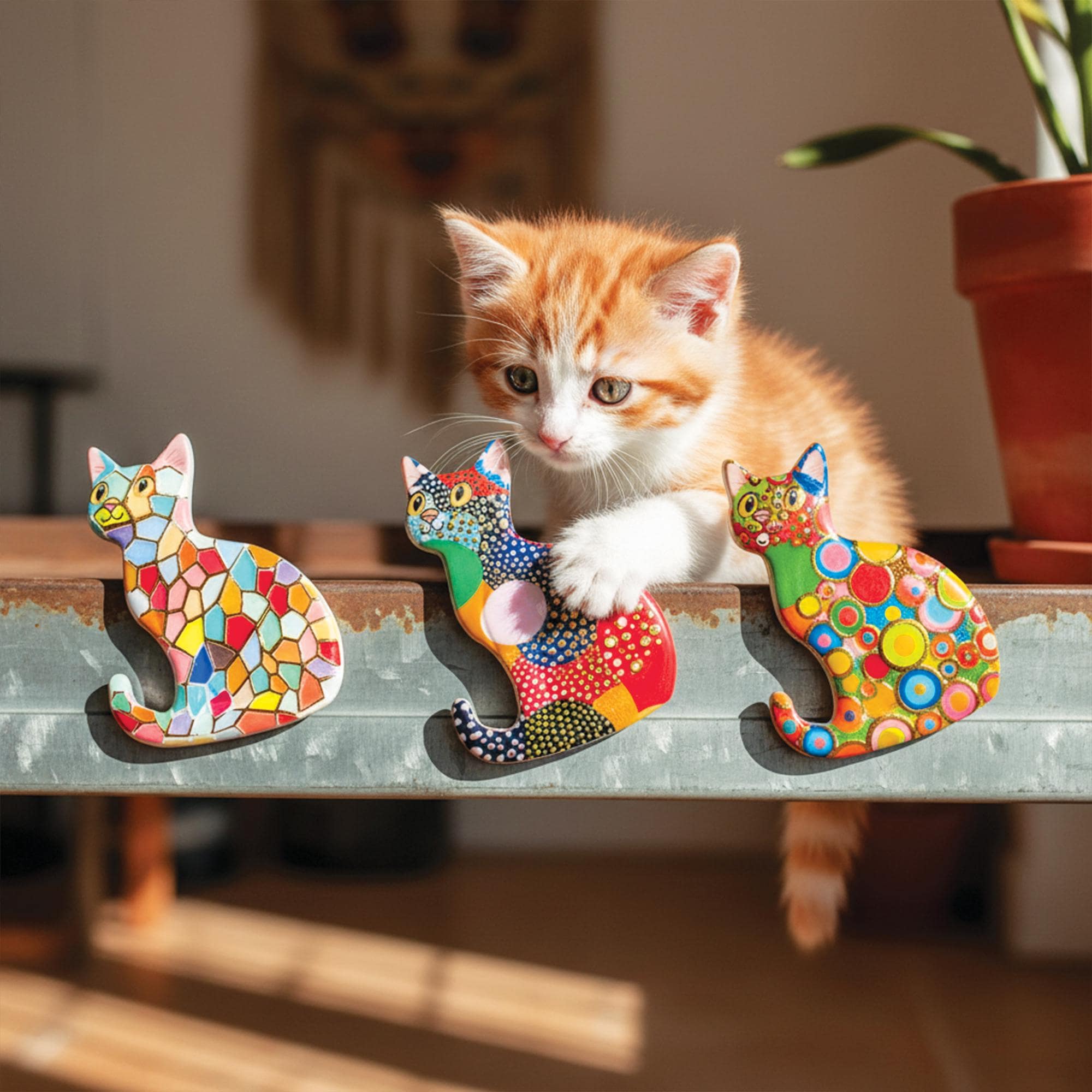Handmade Colorful Cat Fridge Magnet – Embossed Kitten Refrigerator ...