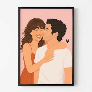 Custom Illustration, Anniversary Gift, Custom Portrait, Special Gift, Gift for Her, Boyfriend Gift, Couple Gift, Personalised Portrait