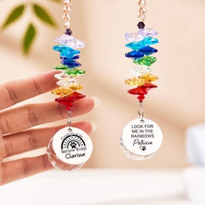 Haustier Sonnenfänger, benutzerdefinierte Name Regenbogen Brücke, personalisierte Hunde Gedenkgeschenk mit Namen, Haustier Verlust Geschenk, Haustier Grabsteine, Gedenk Sonnenfänger