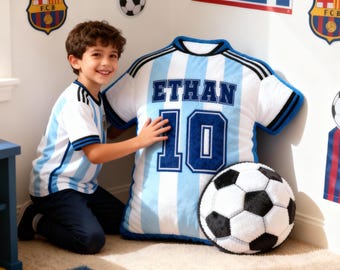 Personalized Soccer Jersey Pillow Custom Name & Number Pillow for Football Fans Soccer Ball Pillow Sport Lover Gift for Soccer Ball Lover