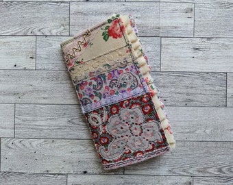 Handmade Junk Journal - Vintage Floral  Feedsack Fabric - Standard TN Insert Size