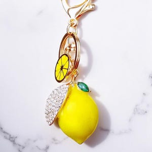 Schlüsselanhänger, Zitrone Schlüsselanhänger, 3D Obst, Schlüsselanhänger Zitrone Charme, Schlüsselanhänger Anhänger, Taschenanhänger, Taschenanhänger, Schlüsselbund für Geldbörse Tasche, Geschenk für Freund