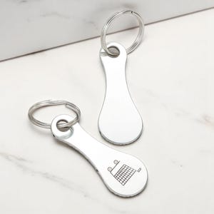 Sleutelhanger, auto-accessoires, zinklegering, winkelwagen token trolley sleutel, cadeau-idee, voor autoliefhebbers, sleutelhanger Coin Quarter Supermarkt