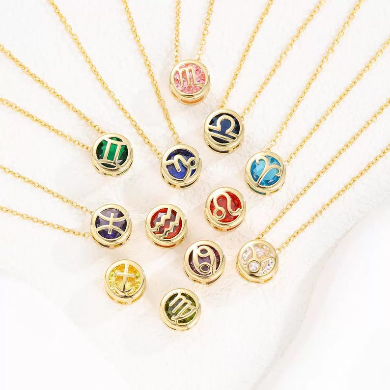 Zodiac Necklace, Astrology Signs, Astrology Pendant Necklace, BirthStone Necklace, Constellation Necklace, Pendant Necklace Birth Sign, Birthstone Jewelry, Birthday Gift