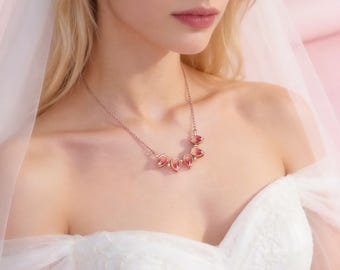 Magnetic Sakura Blossom Necklace, Rose Gold Plated-Silver 925 blossom pendant, 2 in 1 jewelry