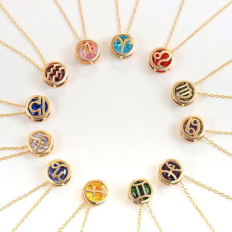 Zodiac Necklace, Astrology Signs, Astrology Pendant Necklace, BirthStone Necklace, Constellation Necklace, Pendant Necklace Birth Sign, Birthstone Jewelry, Birthday Gift
