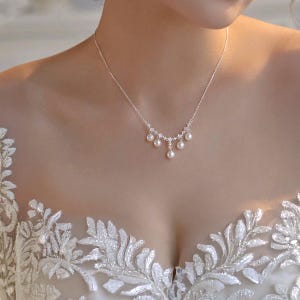 Minimal Pearls Necklace, Wedding Pearl Necklace, Wedding Necklace, Pearl Choker, Pearl Bride Necklace, Gift for Her, Wedding Jewelry