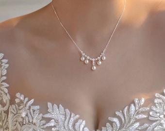 Swarovski Pearl Necklace: Sterling Silver Bridal Jewelry