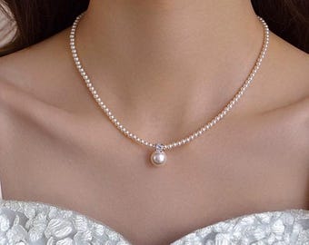 Swarovski Perlenkette: Kristalltropfen Anhänger, Brautschmuck
