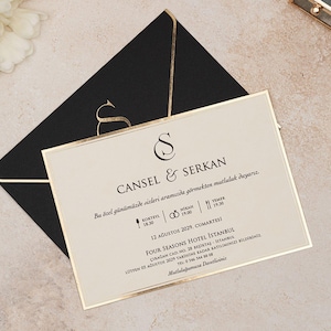 Modernes Einladungs-Set mit Goldfoliendruck - Modernes cremefarbenes Papierkarten-Set - individuelle elegante Hochzeiten & Quinceanera-Veranstaltungen