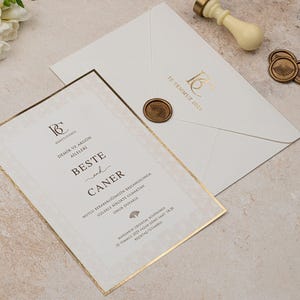 Moderne goudfolie trouwkaartset - crèmekleurige papieren kaarten met envelopbedrukking - stijlvolle uitnodigingen voor verjaardagen en quinceanera