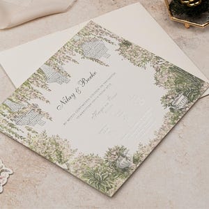 Luxus Hochzeitseinladungs Set mit silberner Folie & Monogramm - Florale elegante Papierkarten • Strukturierter Umschlag - Quinceaner, Events