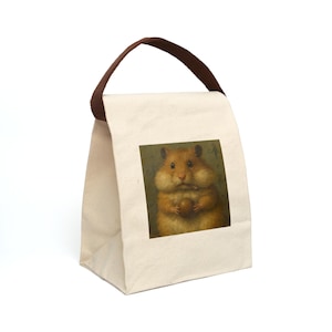 Canvas Lunch Bag, Hamster Lunch Bag, Lunch Tote, Insulated Lunch Bag, Kids Lunch Bag, Back to School