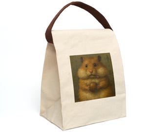 Canvas Lunch Bag, Hamster Lunch Bag, Lunch Tote, Insulated Lunch Bag, Kids Lunch Bag, Back to School