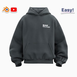 3D Oversized Hoodie Mockup – Blender File + OBJ for Procreate | Realistic Clothing Mockup for Designers
