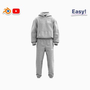3D Sweatsuit Mockup: Blender + Procreate Clothing Design (OBJ File Included)