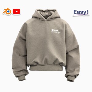 Maqueta de sudadera con capucha 3D (archivo Blender + OBJ para Procreate) / Maqueta de ropa realista para diseñadores