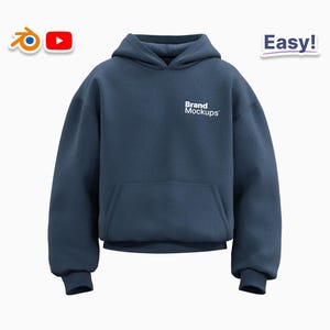 3D Boxy Hoodie Mockup – Blender File + OBJ for Procreate | Realistic Clothing Mockup for Designers