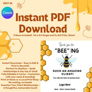 Realtor Honey Pop-By Tags | Editable Real Estate Marketing Tags | Client Appreciation Printable | Editable Canva Template