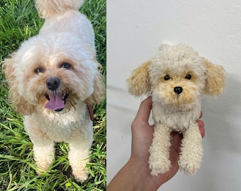 Perro parecido a otro, perro de peluche personalizado, perro de crochet personalizado, animal de peluche personalizado, recuerdo para mascotas, regalo de Navidad, amigurimi para mascotas